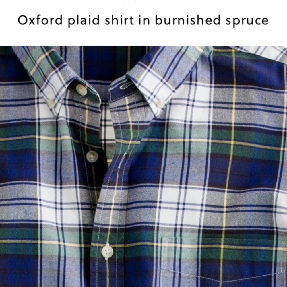 J Crew Oxford Plaid Burnished Spruce M